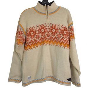 DALE of NORWAY Fair Isle Windstopper 100% New Wool Knit Sweater LARGE